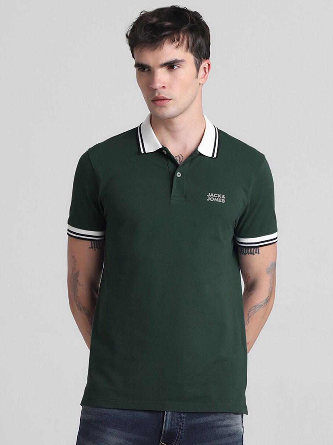 Polo Collar Pure Cotton Slim Fit T-shirt