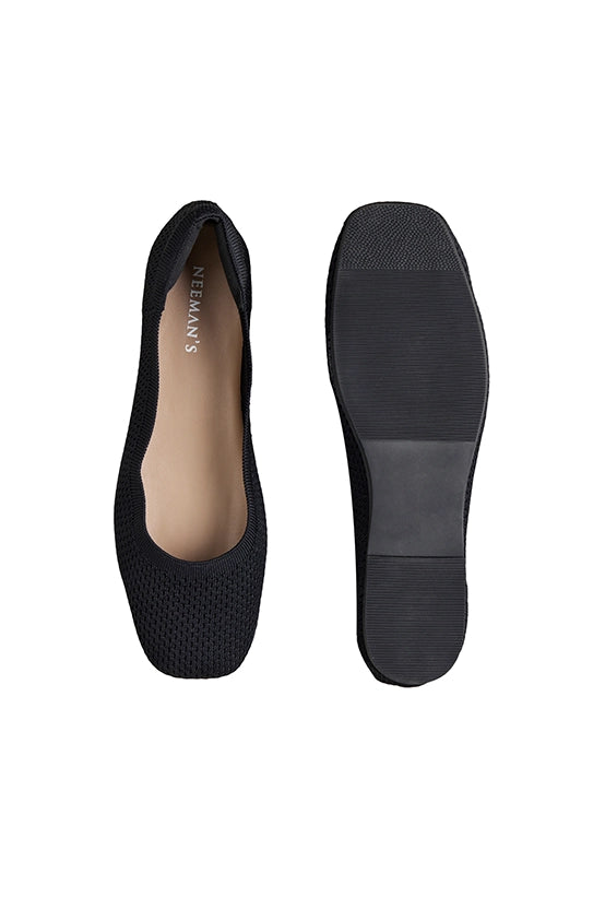 Neeman's Plush Square Ballerinas for Women | Flats & Slip On Casual Shoes | Comfortable & Flexible