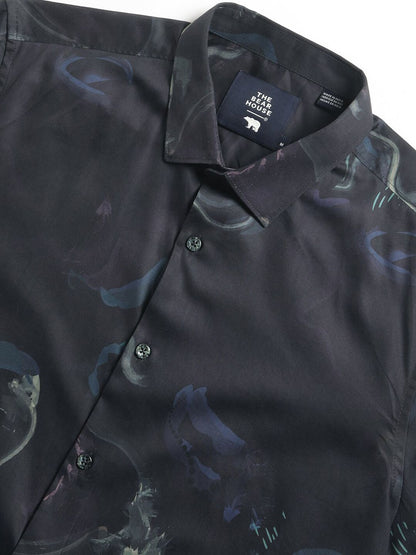 Men Abstract Graphic Printed Slim Fit Casual Shirt