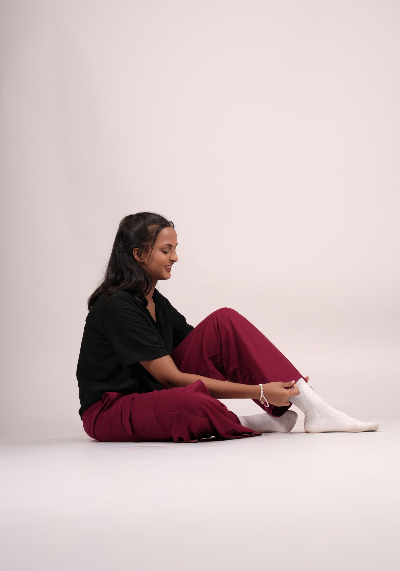 Wide Leg Cargos in Cranberry Red