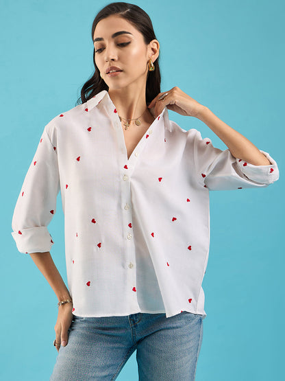 All Over Embroidered Cotton Shirt