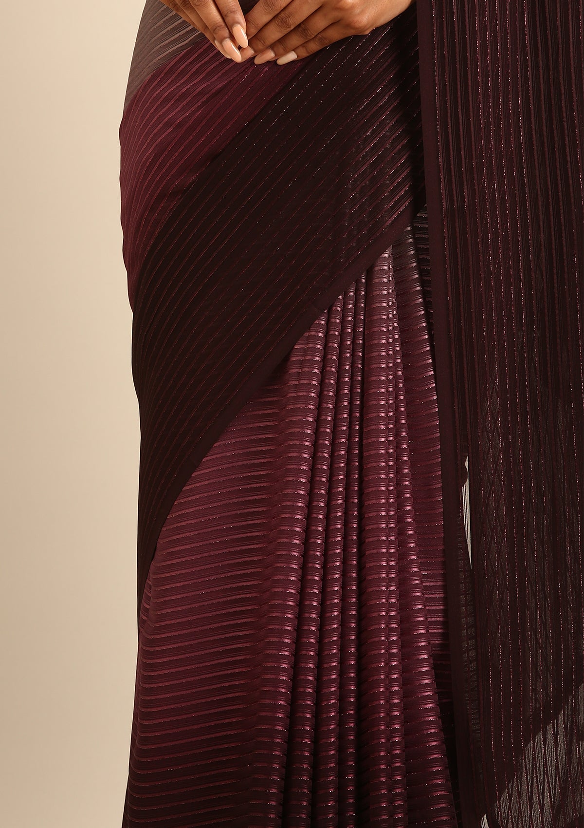 Multicolor Ombre Striped Chiffon Saree