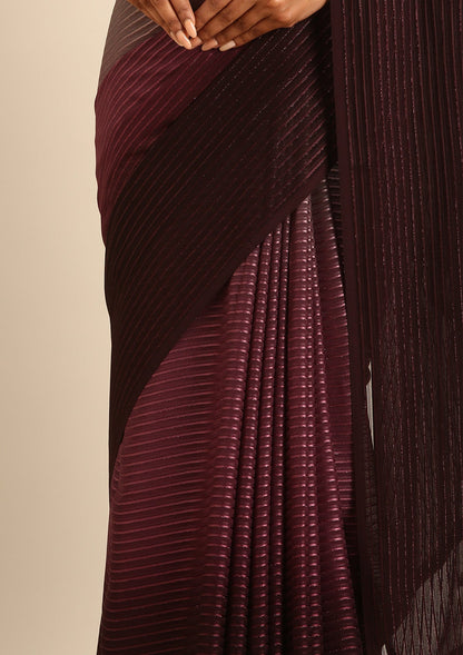 Multicolor Ombre Striped Chiffon Saree