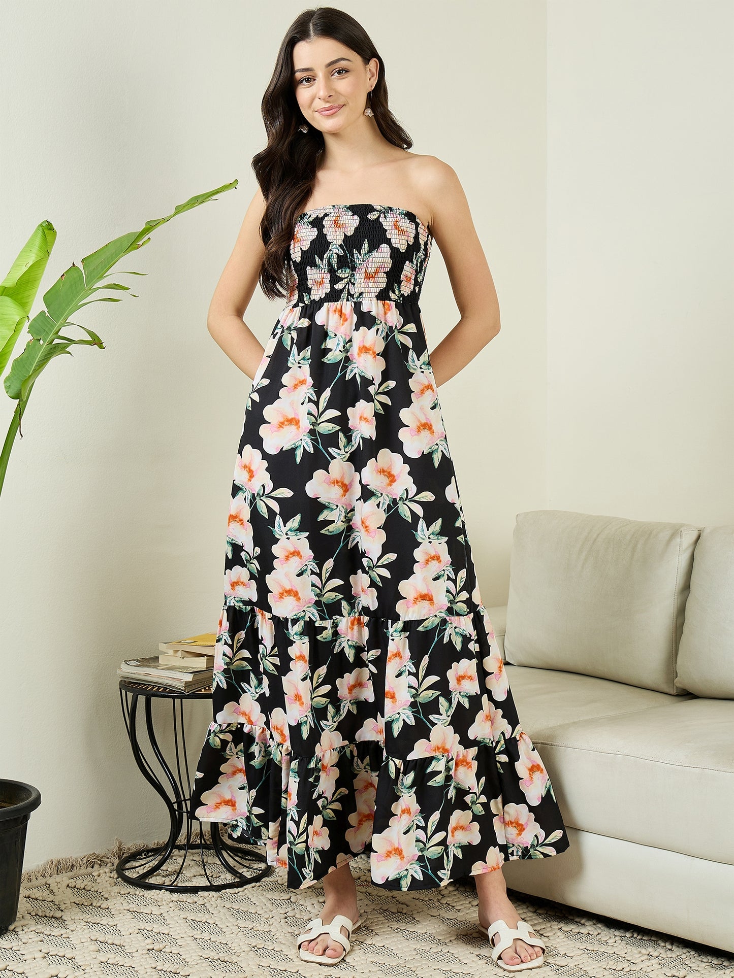 Strapless Smocked Maxi Dress