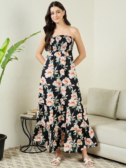 Strapless Smocked Maxi Dress