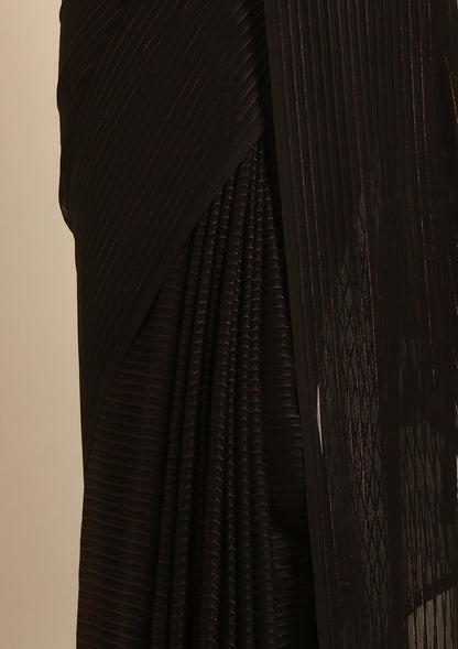 Black Striped Chiffon Saree