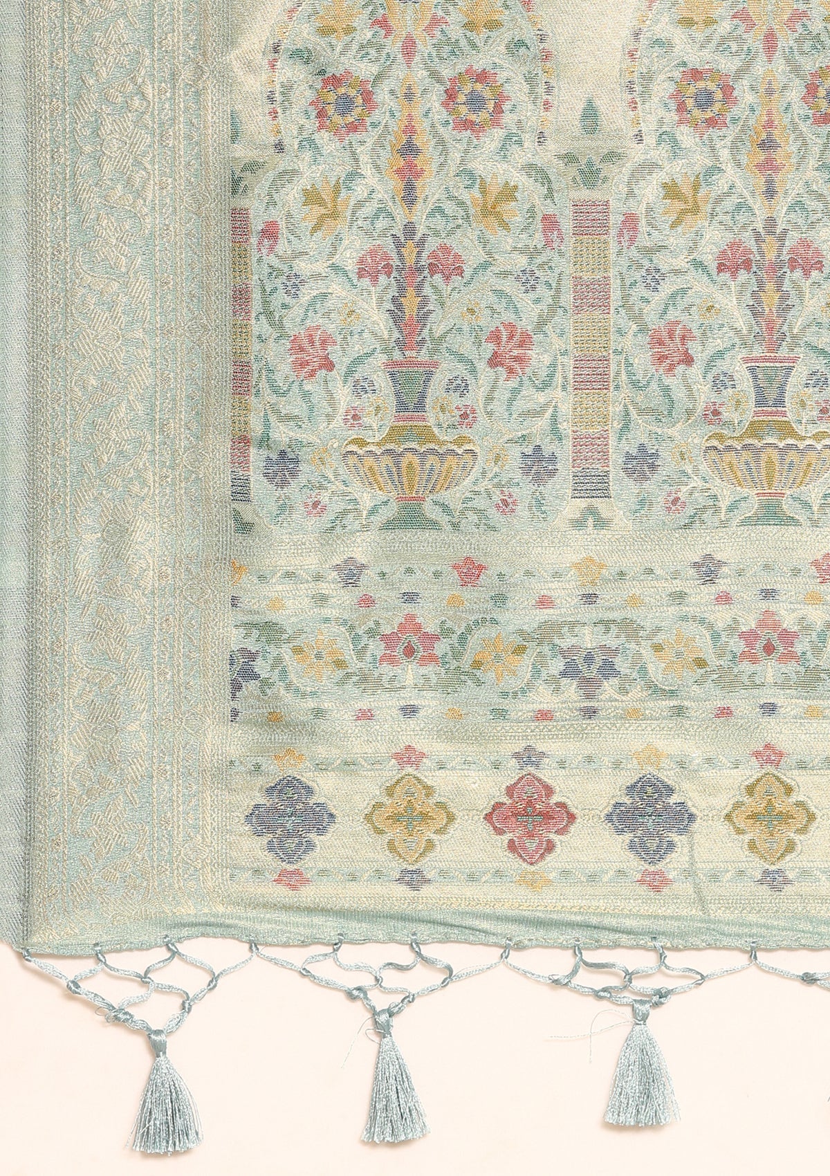 Dusty Blue Banarasi Saree