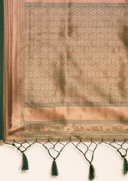 Mustard Tissue Brocade Weaving Silk Saree