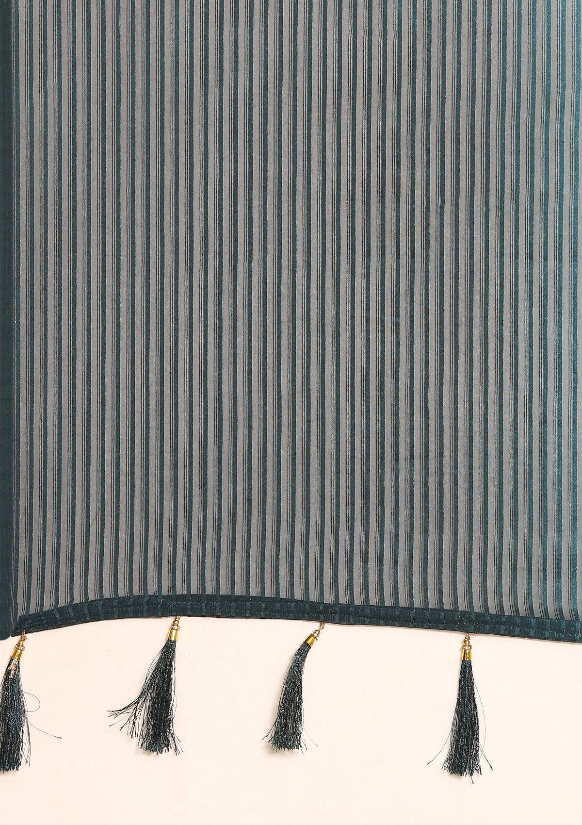 Teal Ombre Metallic Zari Striped Chiffon Saree