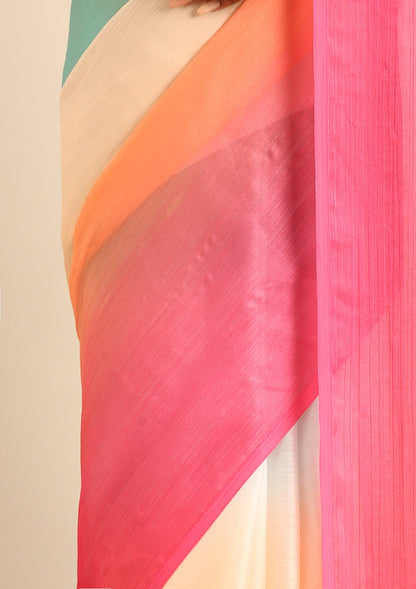 Multicolor Dyed Chiffon Saree