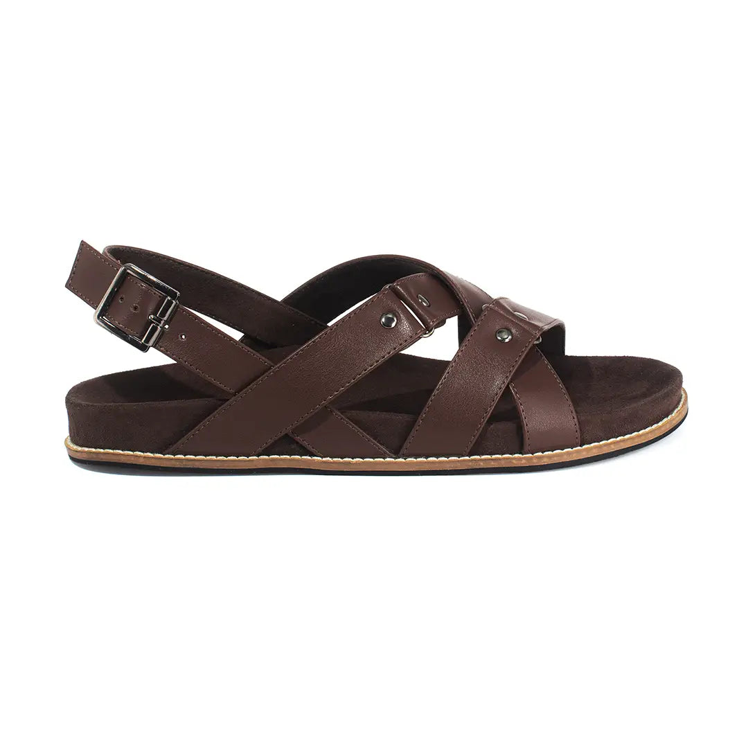 Paaduks Fox Crossover Vegan Leather Brown Men Sandals