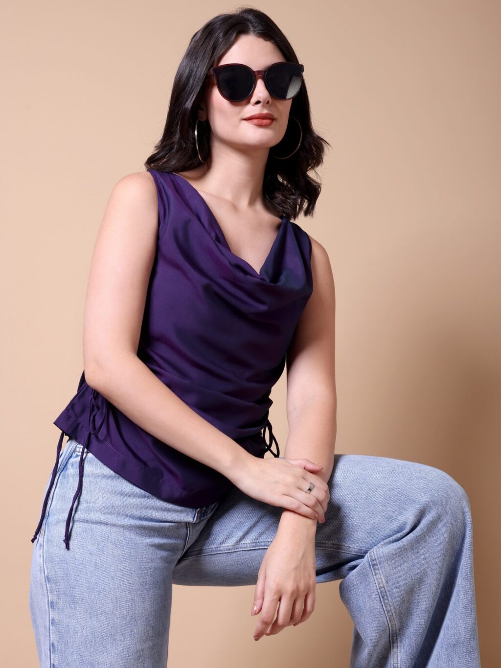 Sleeveless Ruched Top | Purple
