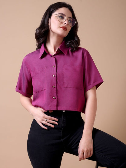 Cropped Pocket Shirt | Pink