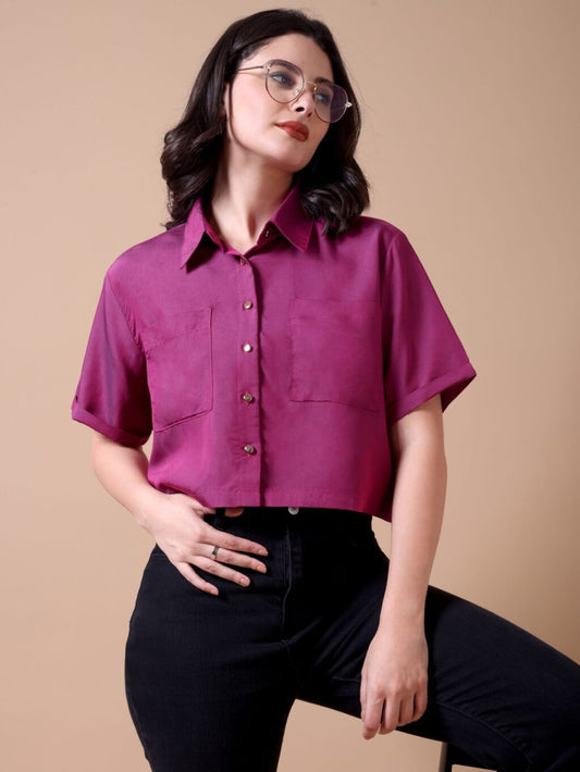 Cropped Pocket Shirt | Pink