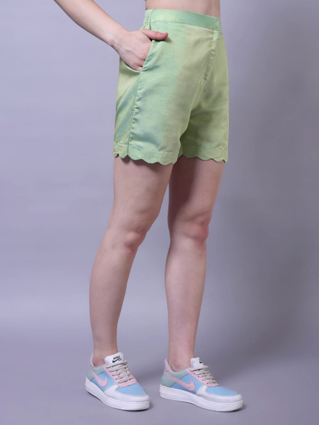 Scallop Trim Shirt and Shorts Set | Green