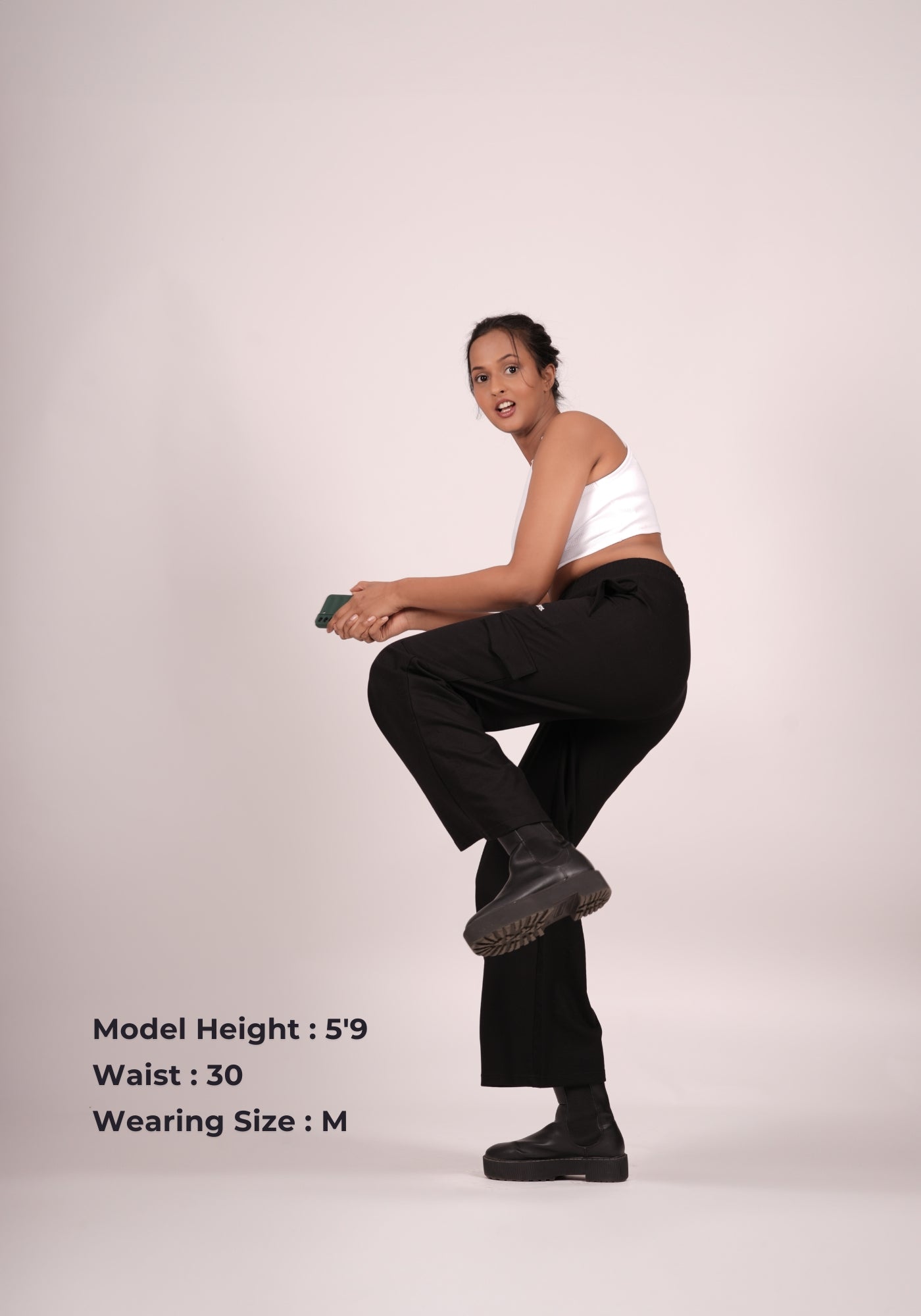 Wide Leg Cargos in Midnight Magic Black