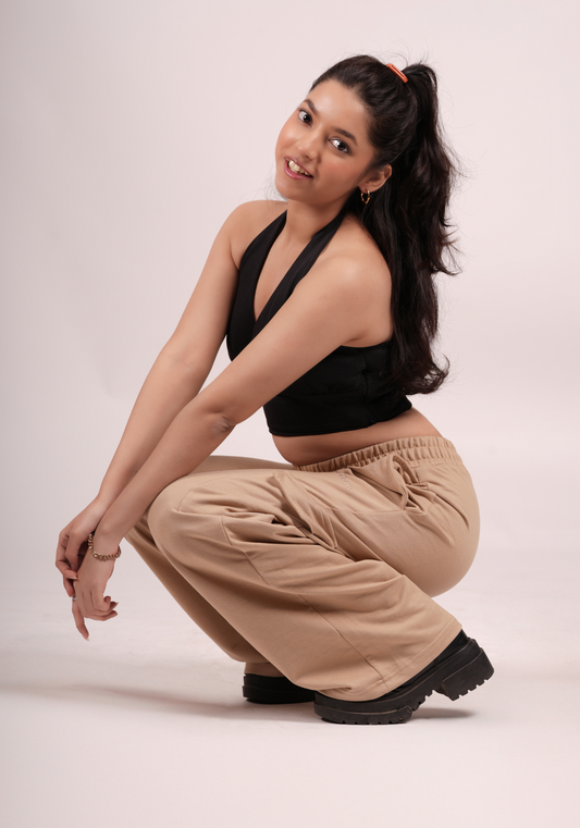 Wide Leg Cargos in Sugar Cookie Beige