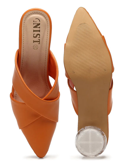GNIST Comfort Mule Orange Round Heels