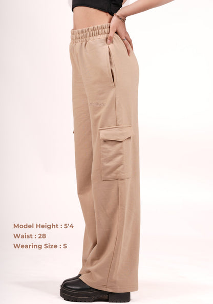 Wide Leg Cargos in Sugar Cookie Beige