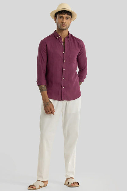 Elementary Magenta Plain 100% Linen Shirt