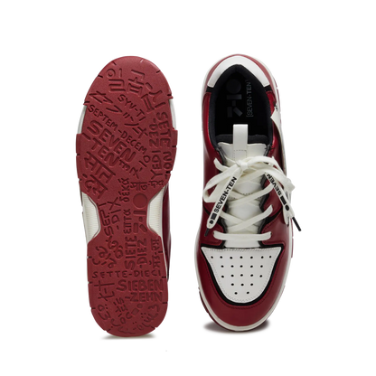 704 Red White Applique Low-Top Sneaker