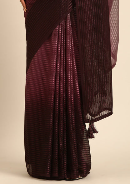 Multicolor Ombre Striped Chiffon Saree