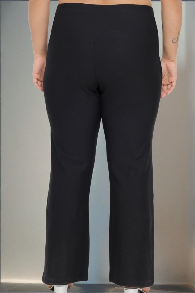Plus Size Black Tummy Shaper Flare Pants