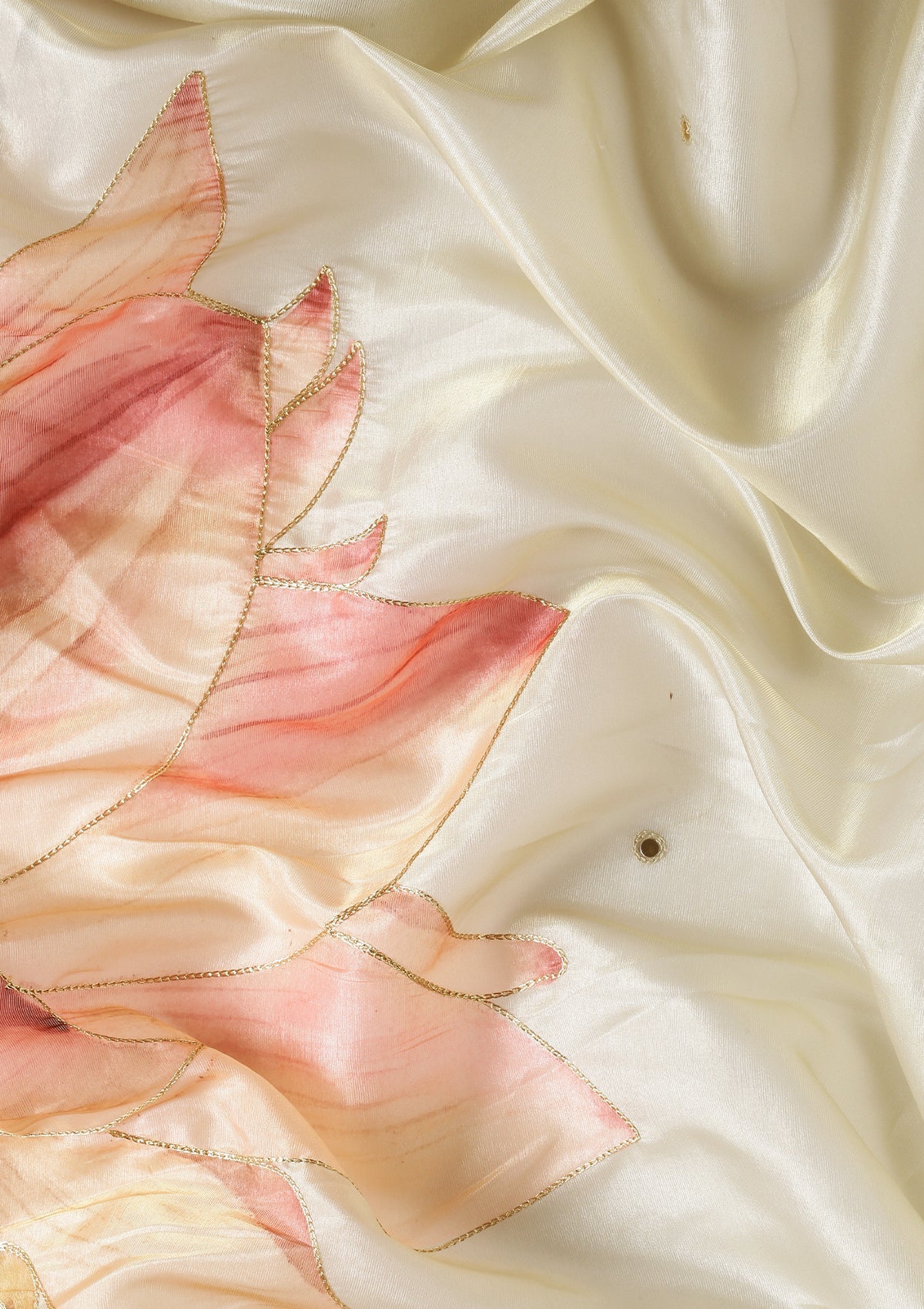 Metallic Sage Green Printed And EmbroideRed Organza Saree