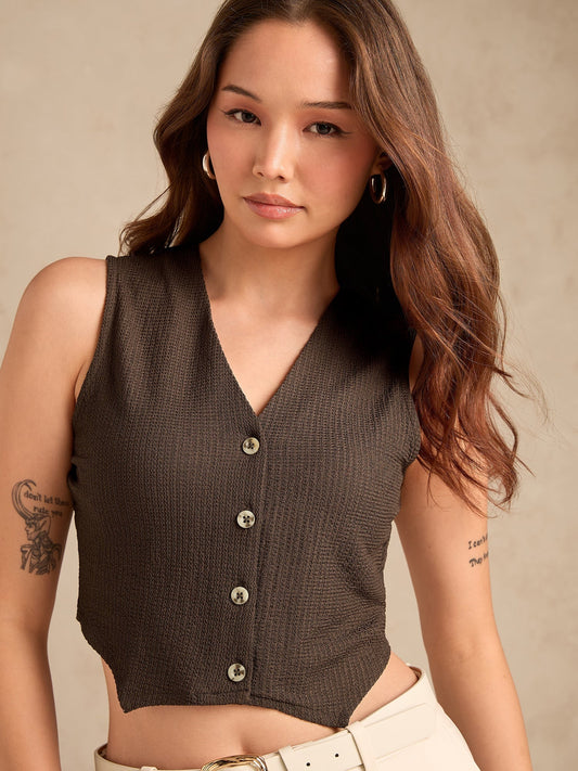 Olive V Neck Vest Top