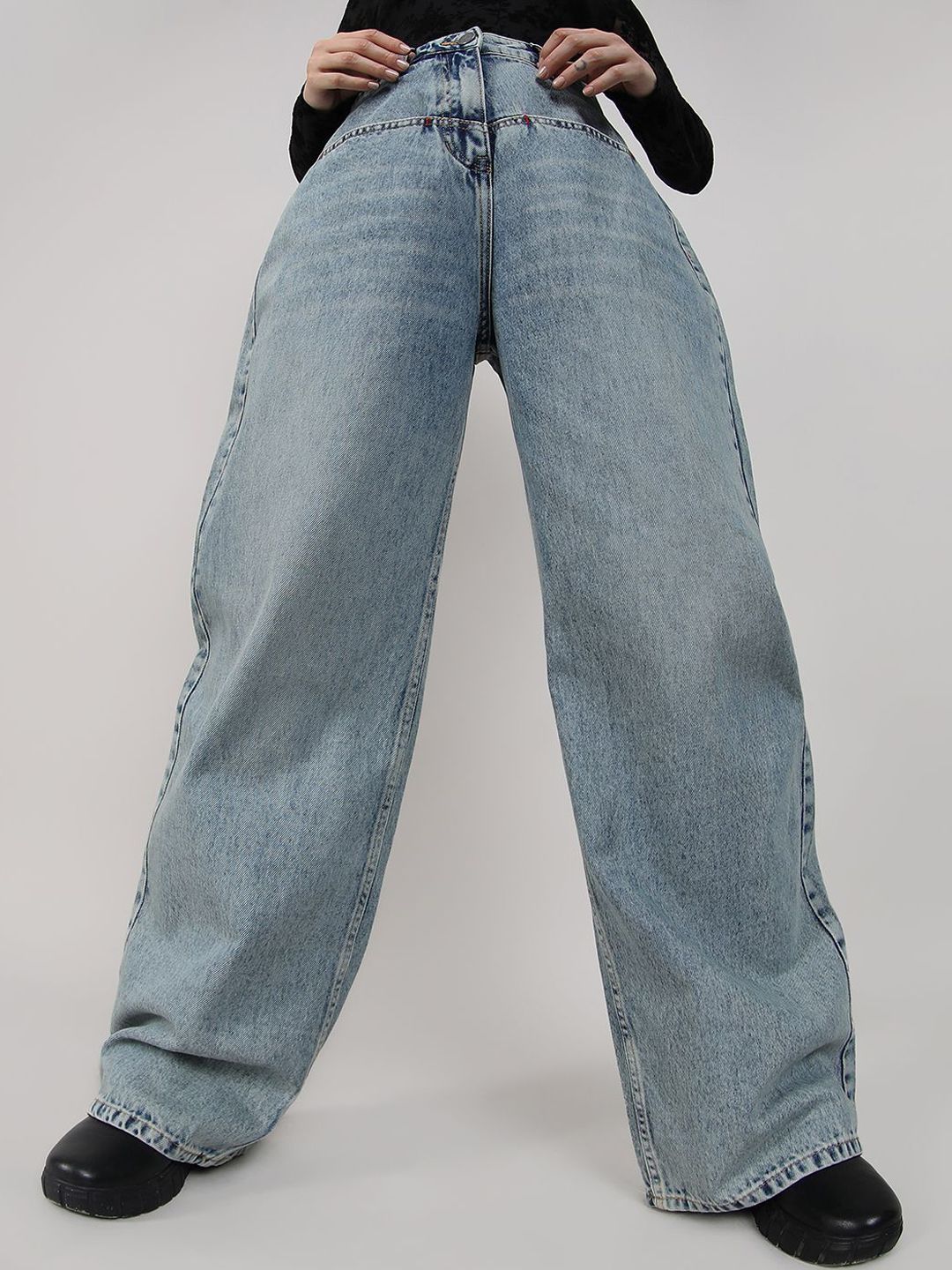 Women Comfort Low Distress Heavy Fade Stretchable Jeans