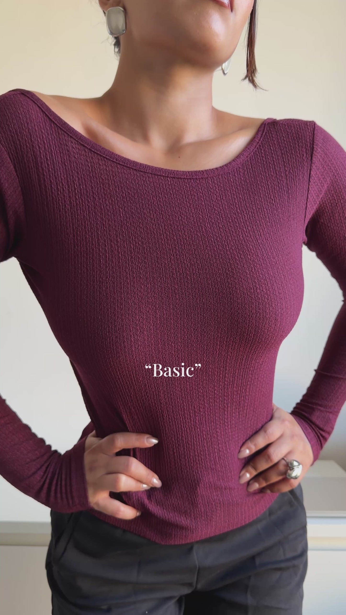 Bare Essence Jacquard Top - Maroon