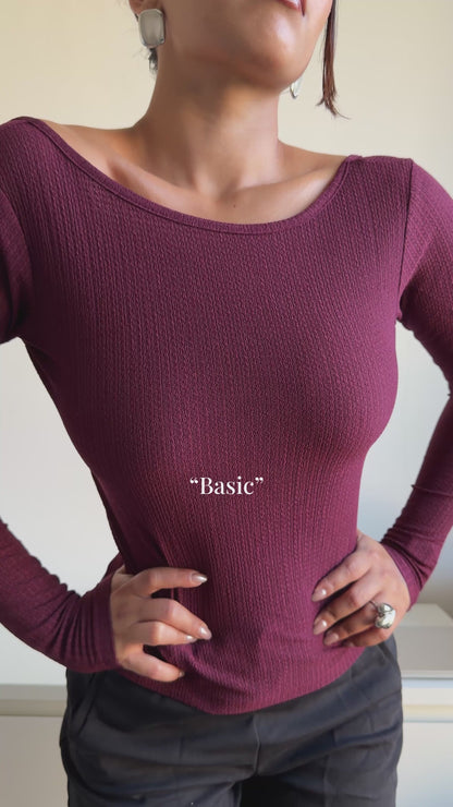 Bare Essence Jacquard Top - Maroon