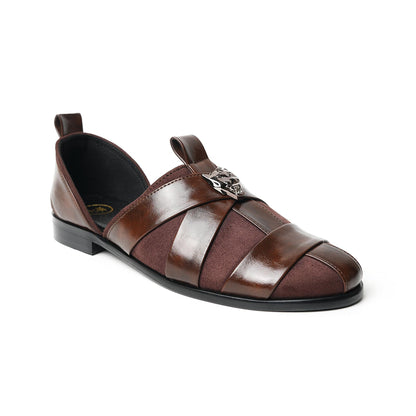 Monkstory Criss Cross Slip-On Sandal - Brown