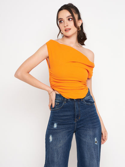 Cotton Stretchable Draped Crop Top