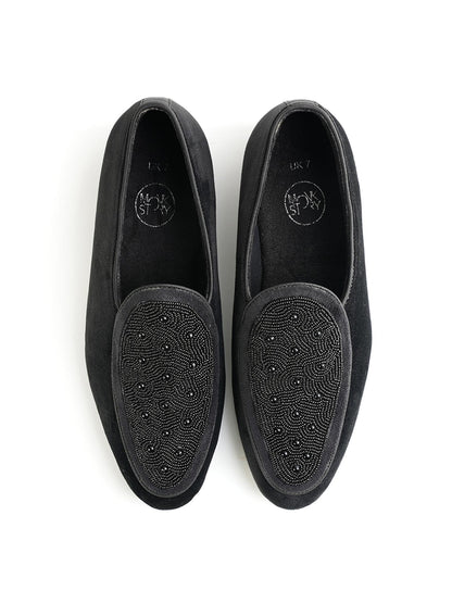 Monkstory Hand-Beaded Slip-ons - Black