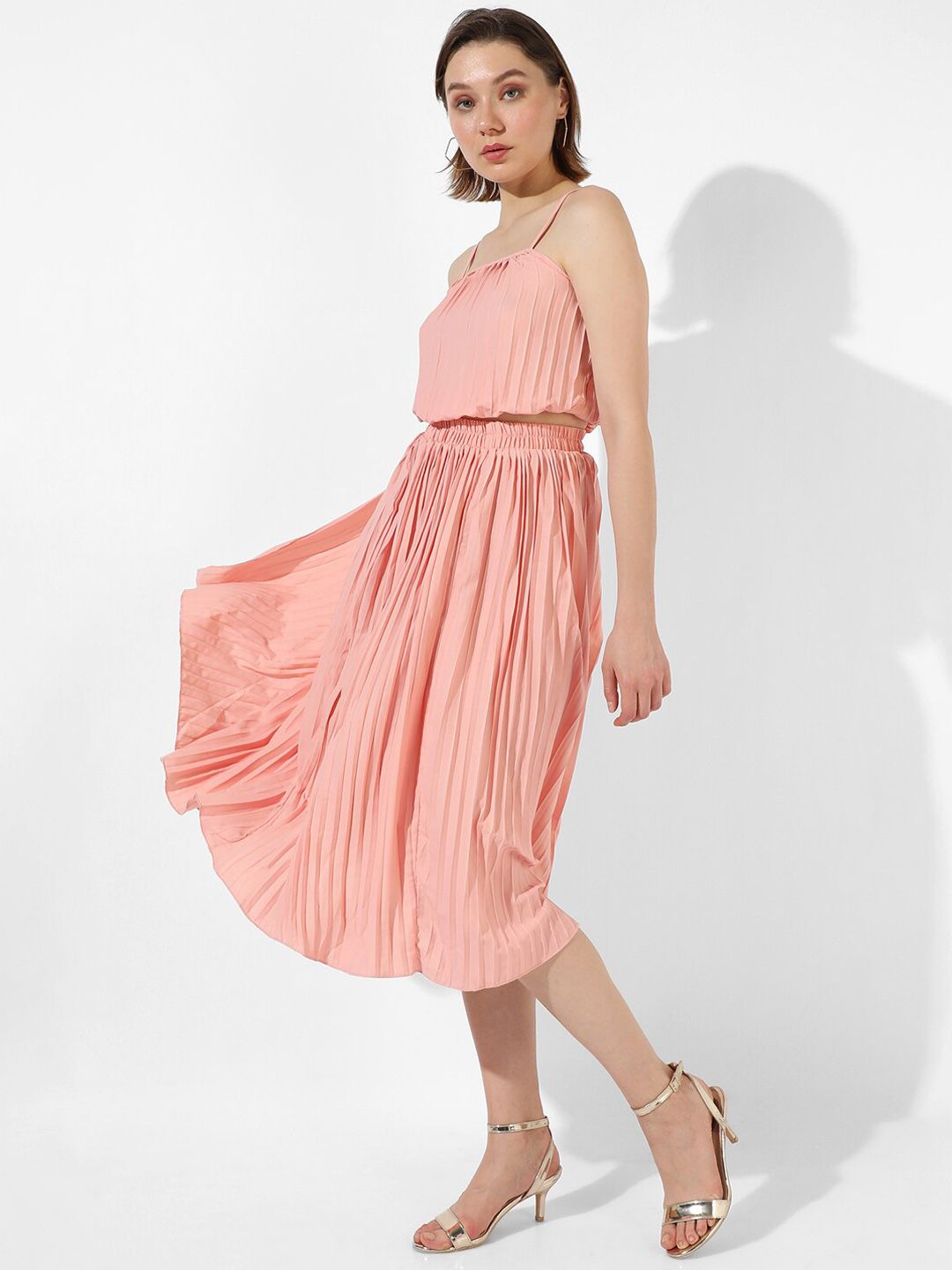 Accordion Pleated Top With Skirt Co-Ords
