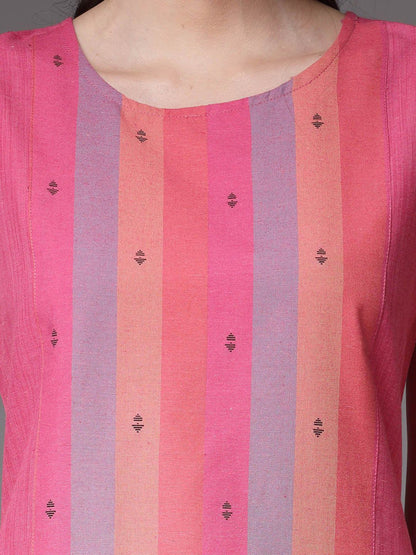 Striped Sleeveless Kurta With Trousers