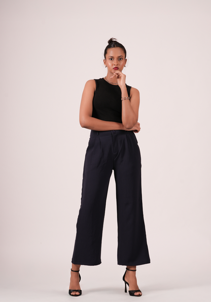 korean Baggy Pants in Navy Blue