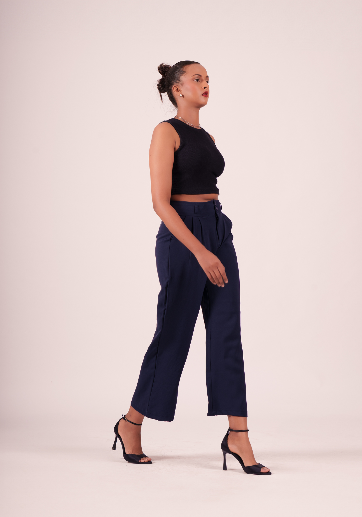 korean Baggy Pants in Navy Blue