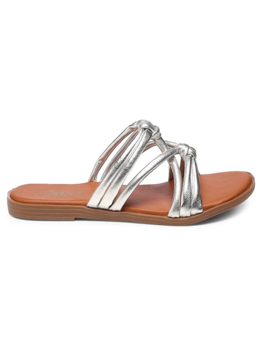 GNIST Strappy Slip on Silver Flats