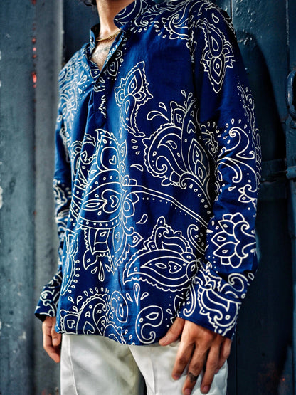 Navy Blue Paislex Short Kurta