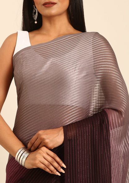 Multicolor Ombre Striped Chiffon Saree