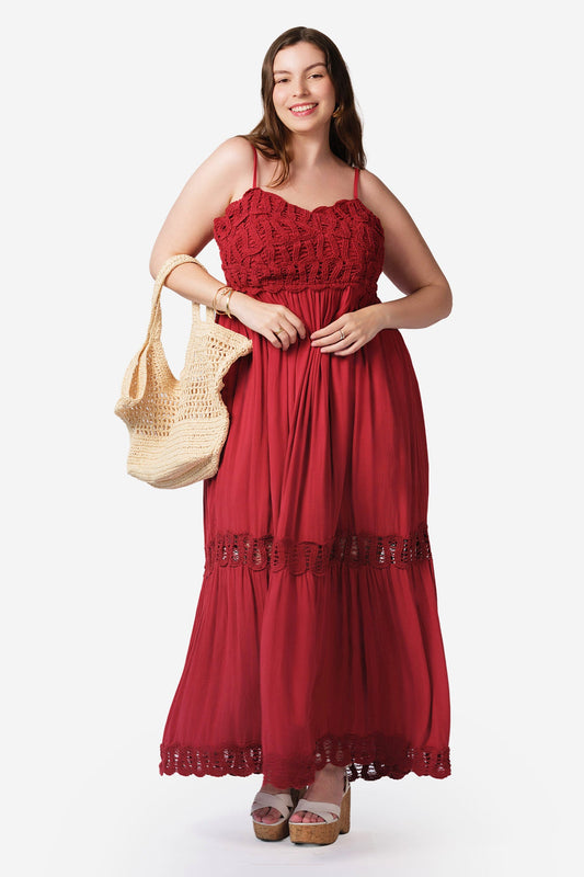 100% Viscose Maxi Dress Strappy Lace Style