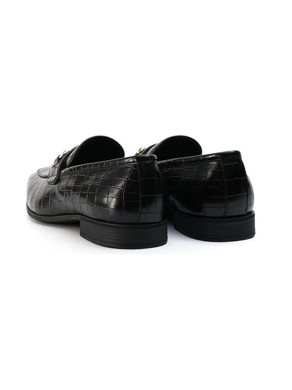 Monkstory Horsebit Croc-Effect Slip-Ons - Black