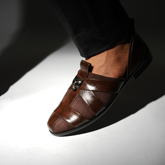 Monkstory Criss Cross Slip-On Sandal - Brown