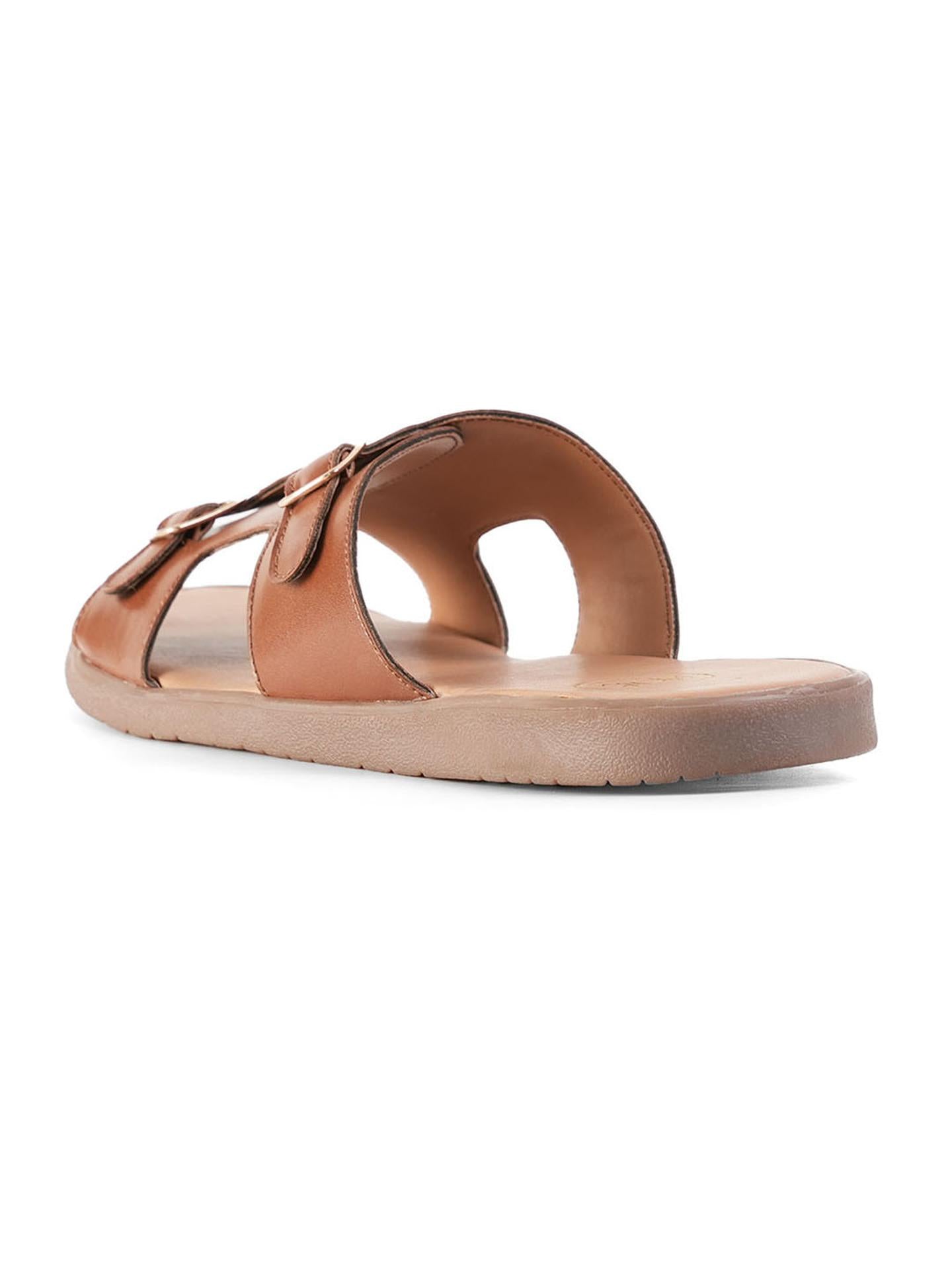 T-Rad Classic Double Monk Strap Sandals - Tan - UK 10 EU 44