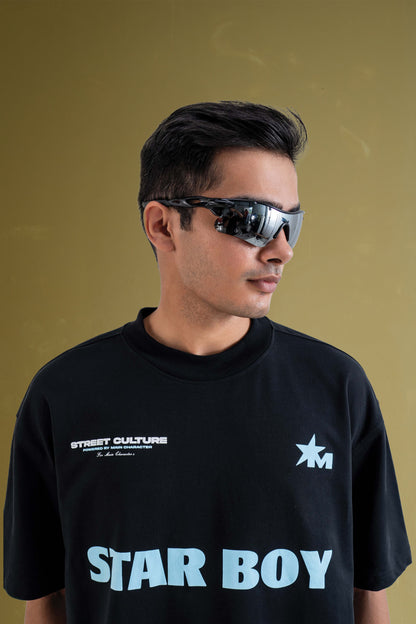 Star Boy Black Oversized T-Shirt