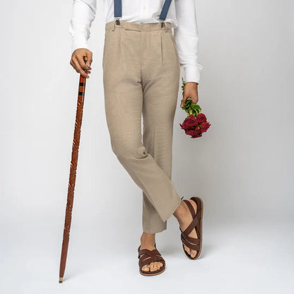 Paaduks Fox Crossover Vegan Leather Brown Men Sandals