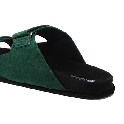 Paaduks Zen Dual-Strap Vegan Suede Green Men Slides