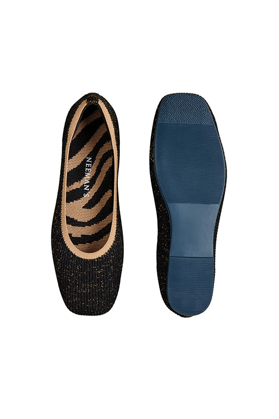 Neeman's Metallic Square Flats for Women | Ballerinas & Slip On Casual Shoes| Comfortable & Flexible